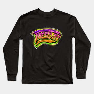 Tuesday Typography Lettering Long Sleeve T-Shirt